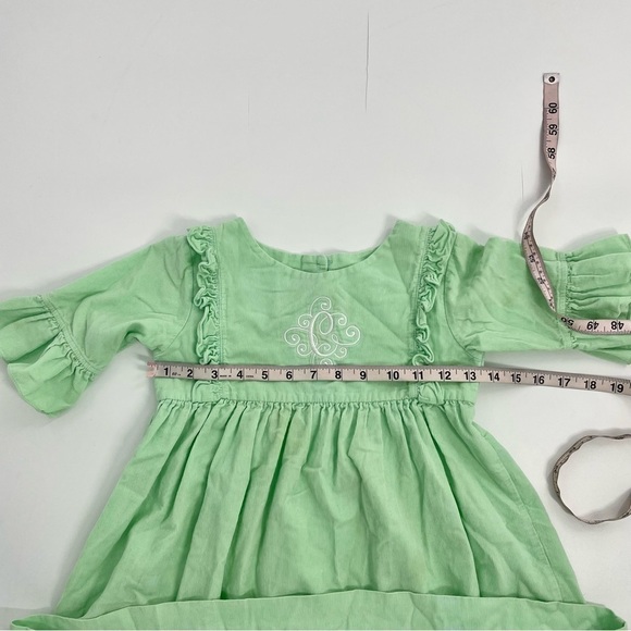 Girls Natalie Grant Dress Mint Green Thin Corduroy Monogrammed “C” Dress size 5 - Picture 4 of 8